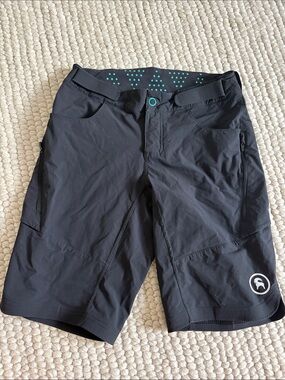 Women Backcountry Black Mountain Biking Shorts with Teal Accents